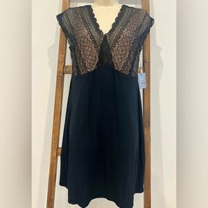 Soma Intimates Cool Nights Black Lace dress Short Gown Small NWT Chemise